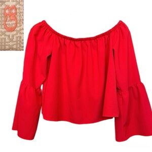 ❤️ Gianni Bini Red Off Shoulder Bell Sleeve Blouse Size M Valentine’s Day
